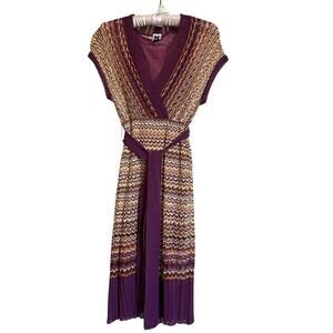 Vintage Missoni Striped Belted Silk Dress Made in Italy Size XS